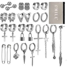 Black Cross Dangle Earrings for Men